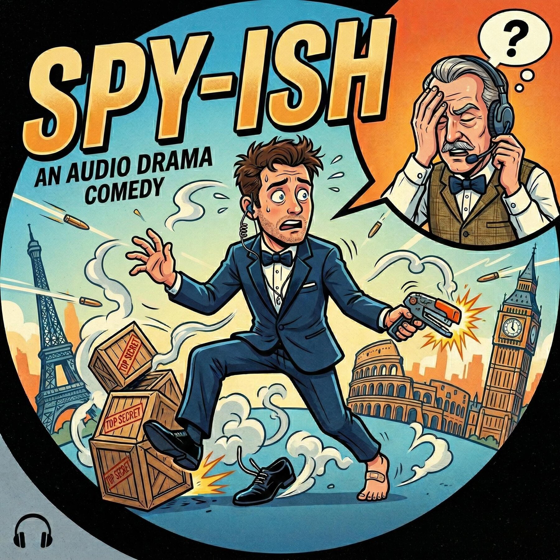 Spy-ish audio drama artwork